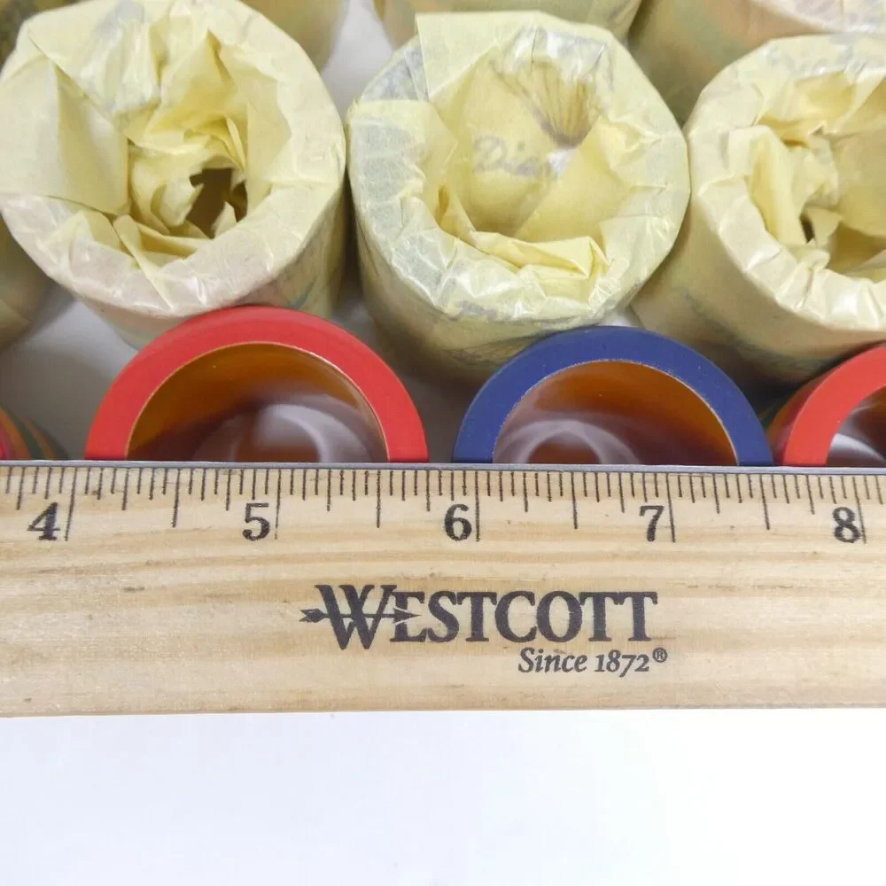 12 Rainbow Striped Wooden Napkin Rings Vintage India Vibrant Colorful Decor